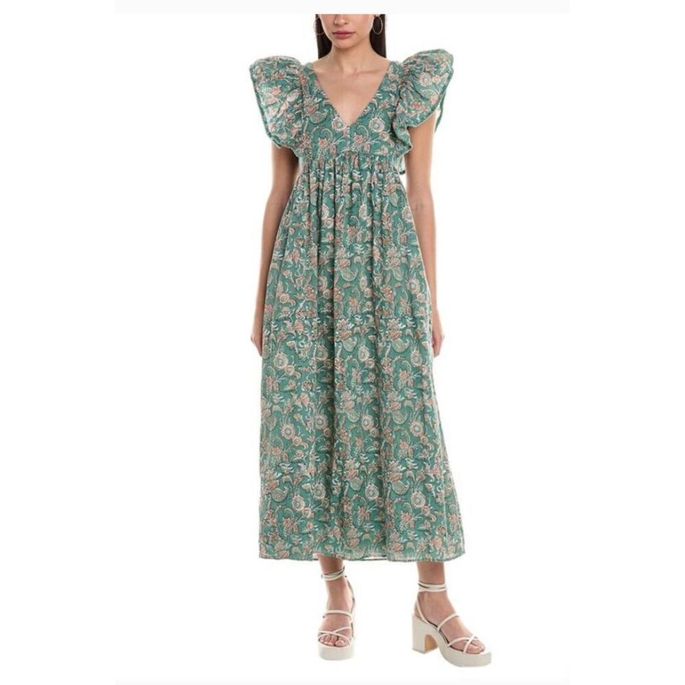 Saylor Darya Maxi Dress Green 100% Cotton Size Small